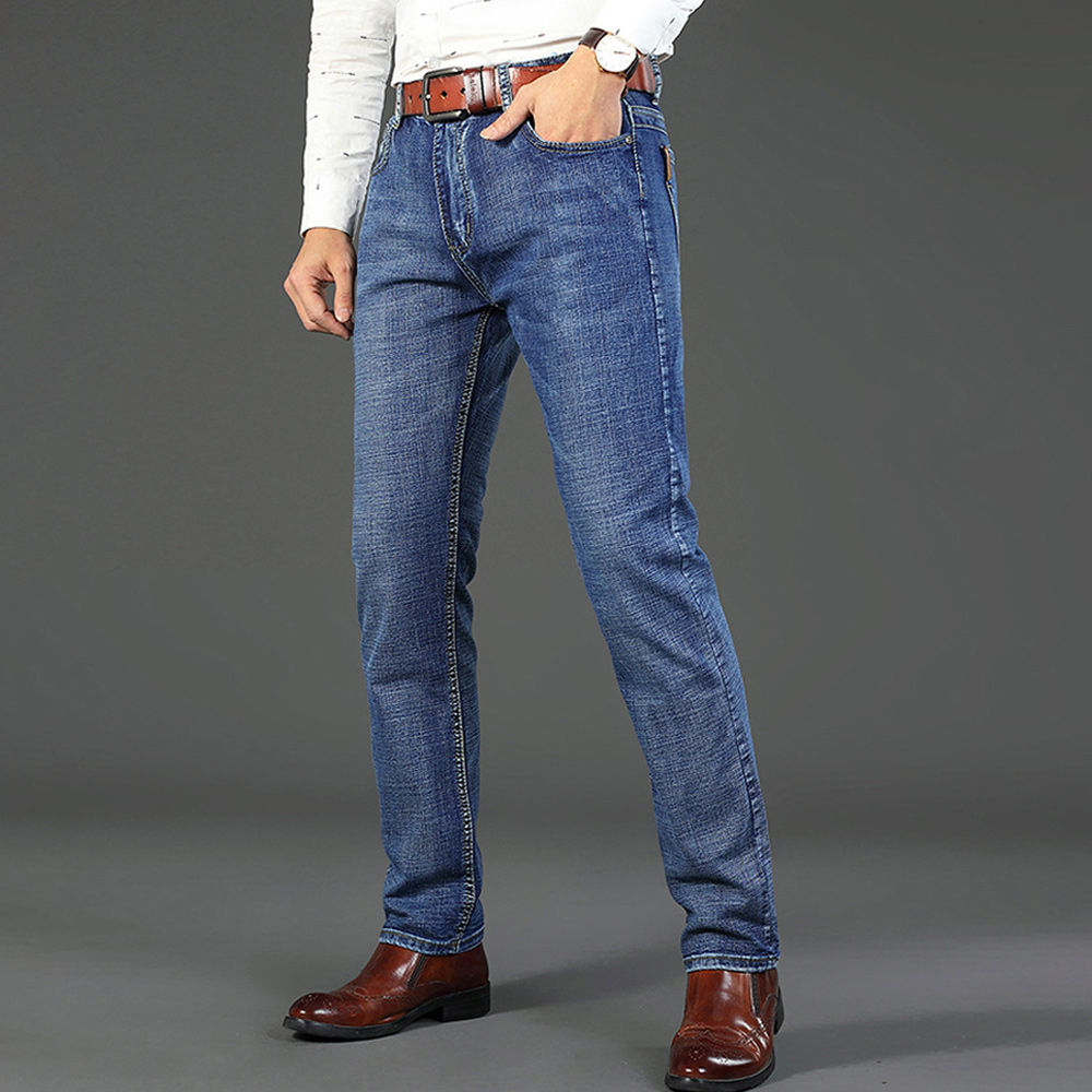 Men's classic slim fit high quality stretch straight business casual jeans