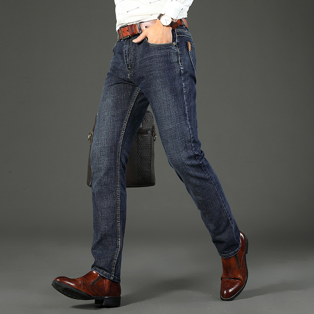 Men's classic slim fit high quality stretch straight business casual jeans