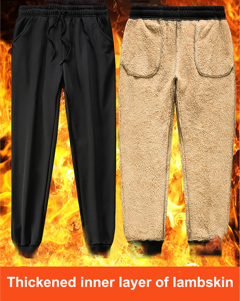 New autumn and winter men's lambswool thickened warm hooded sweatshirt suit