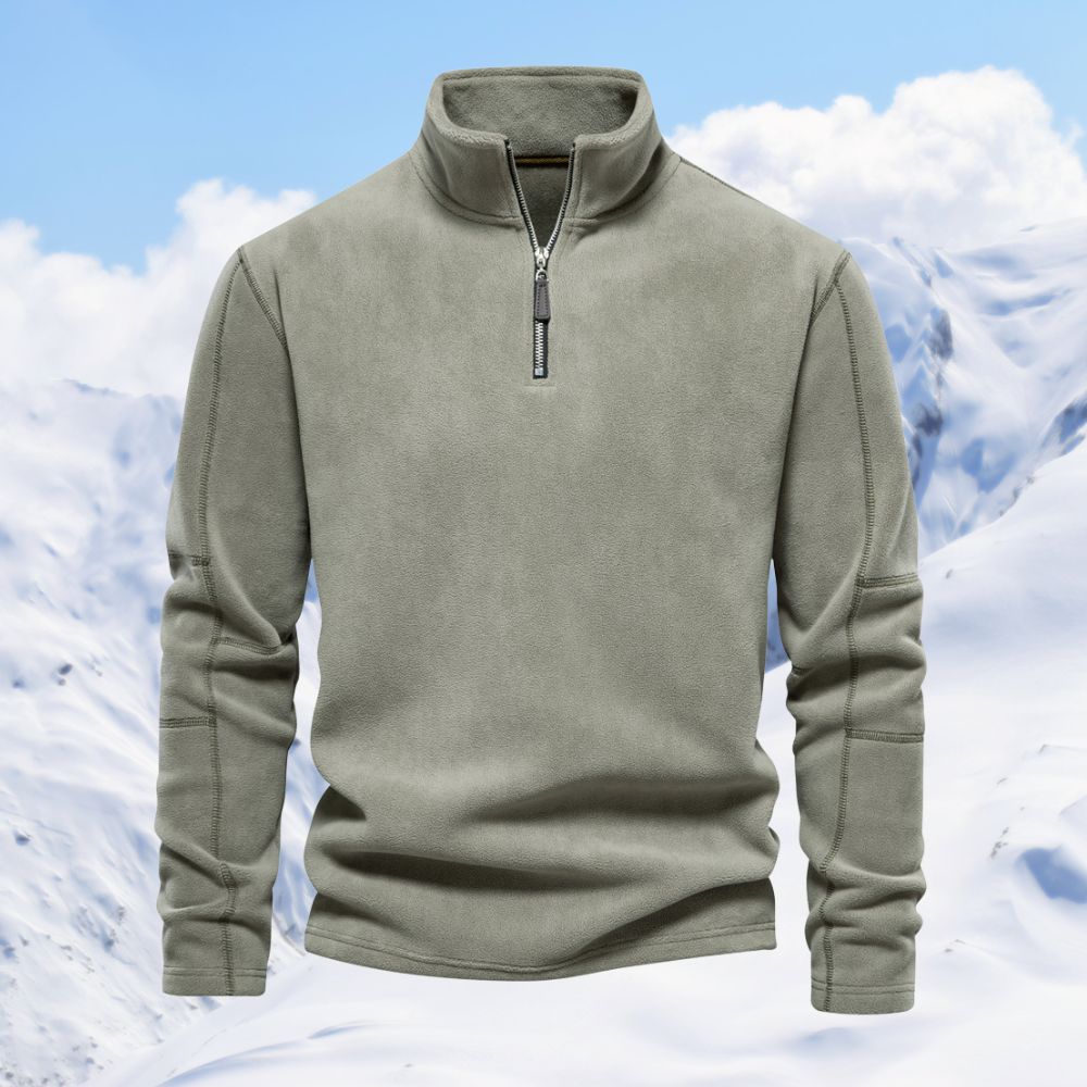 Autumn and winter men's polar fleece half zipper stand collar long sleeve sweatshirt