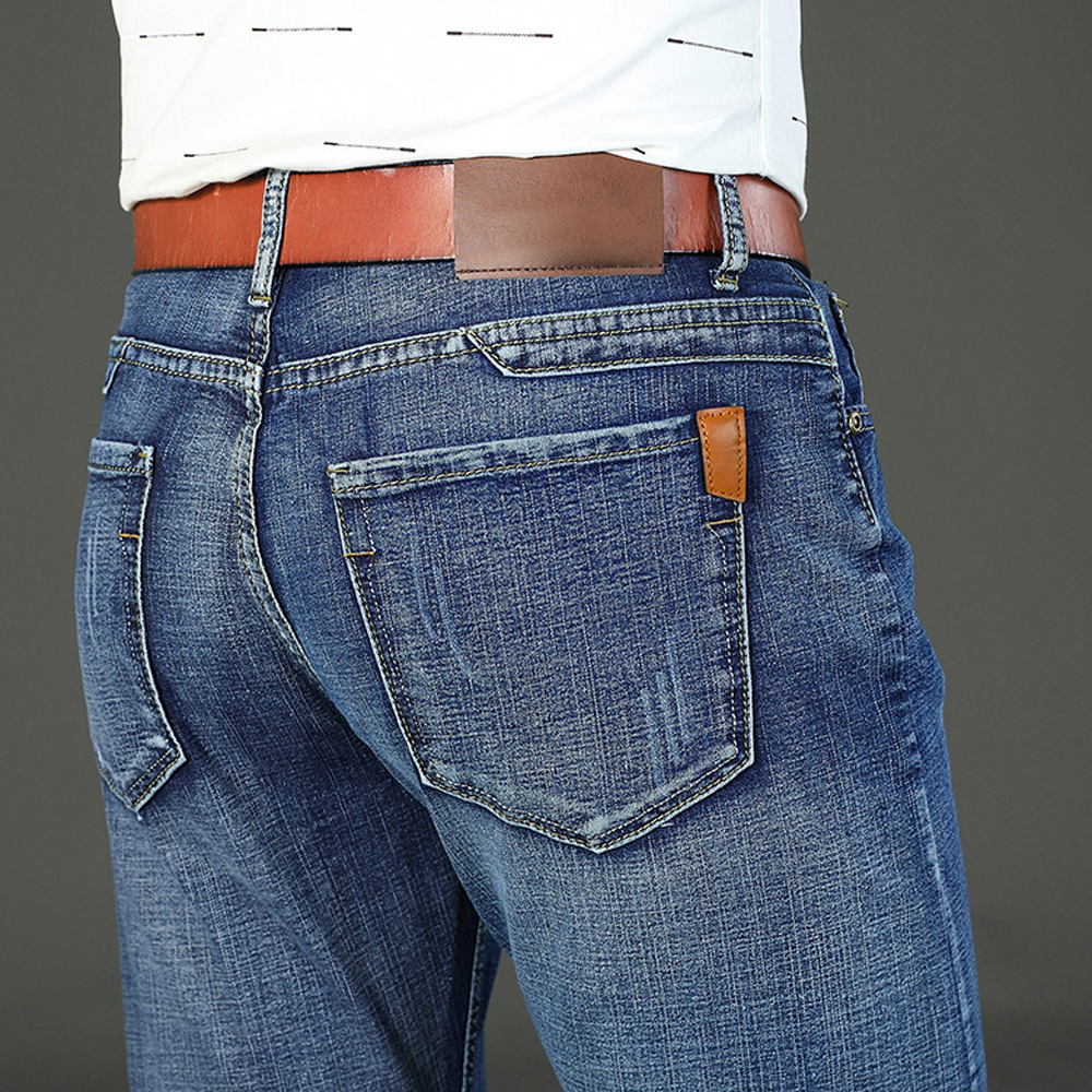 Men's classic slim fit high quality stretch straight business casual jeans