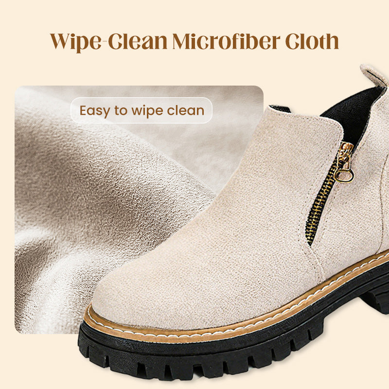 Women's Round-Toe Ankle Boots with Side Zipper