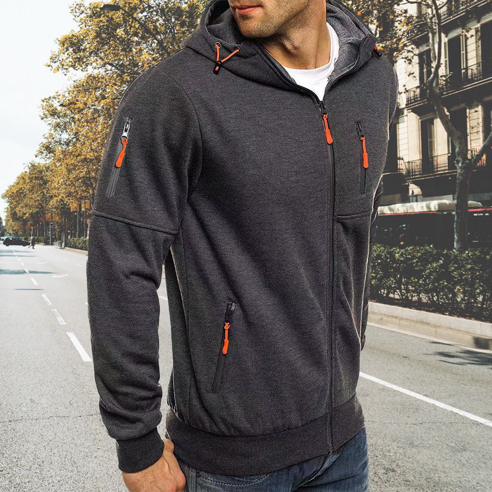 Men's Autumn and Winter Casual Zippered Hooded Cardigan Sweatshirt