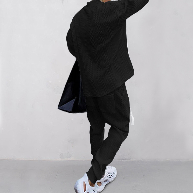 Autumn and winter men's casual versatile jacquard sweater two-piece suit