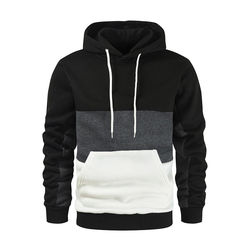 Men's autumn and winter retro colorblock kangaroo pocket loose large size casual hoodie