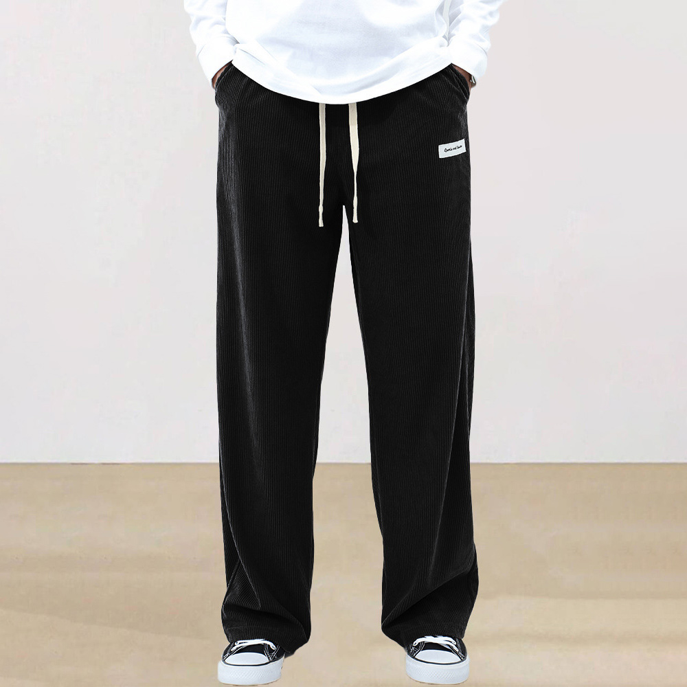 Men's corduroy elastic waist wide-leg trousers