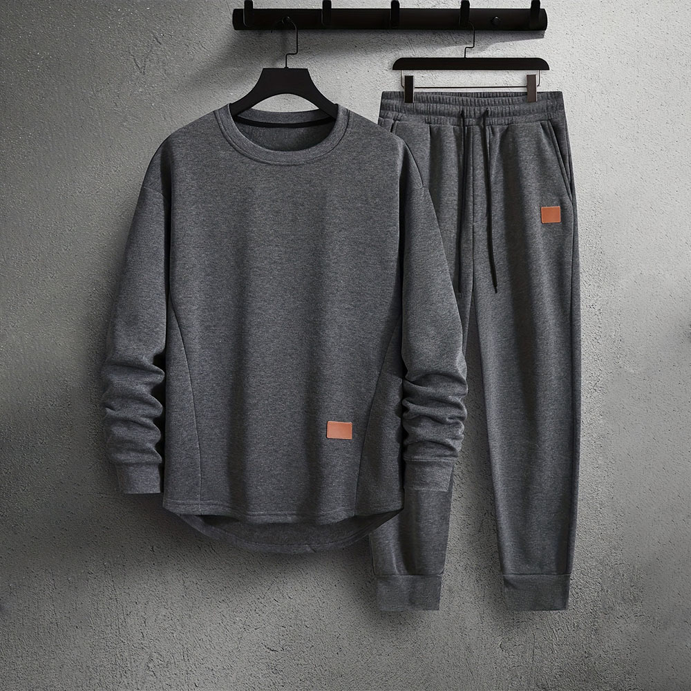 Men's autumn and winter new velvet casual sports long sleeve and trousers suit