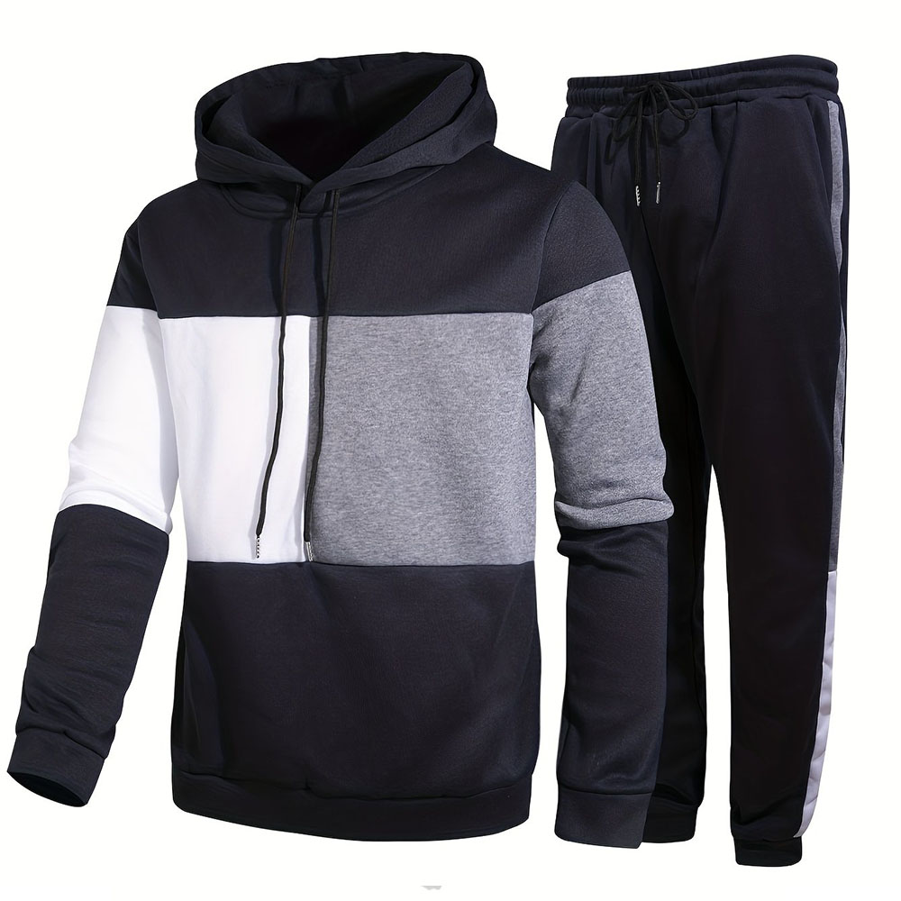 New autumn and winter men's hooded sweatshirt and trousers two-piece set