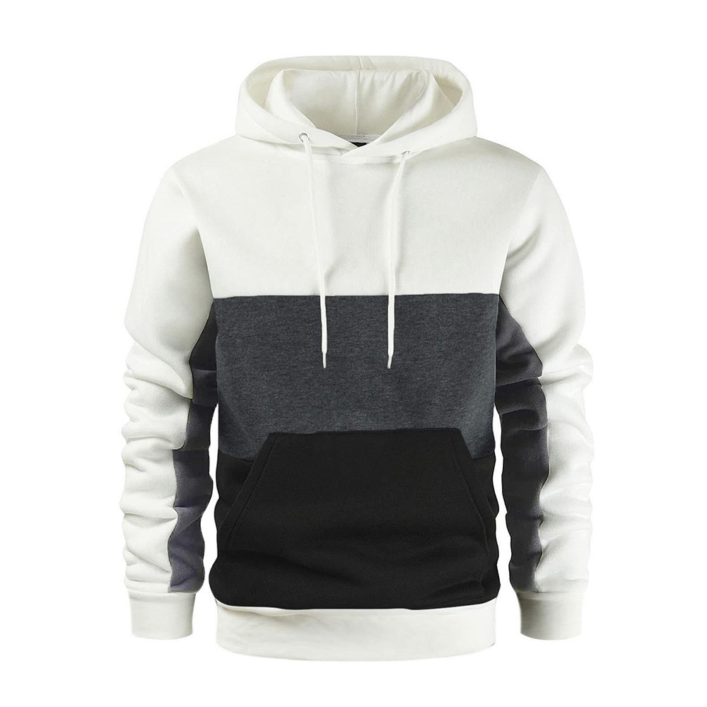 Men's autumn and winter retro colorblock kangaroo pocket loose large size casual hoodie