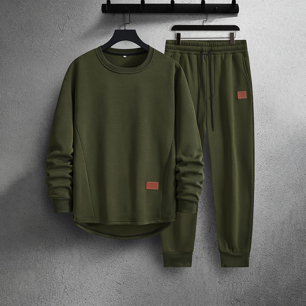 Men's autumn and winter new velvet casual sports long sleeve and trousers suit
