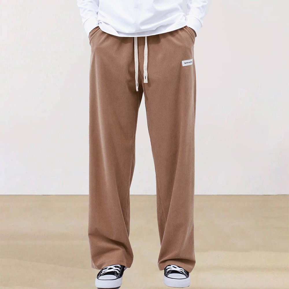 Men's corduroy elastic waist wide-leg trousers