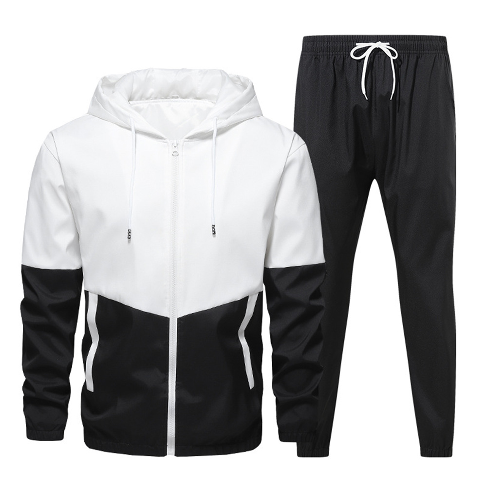 Men's autumn running leisure new fashion color matching sports suit