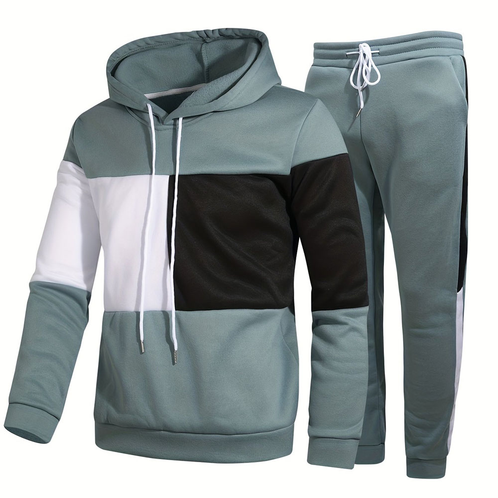 New autumn and winter men's hooded sweatshirt and trousers two-piece set