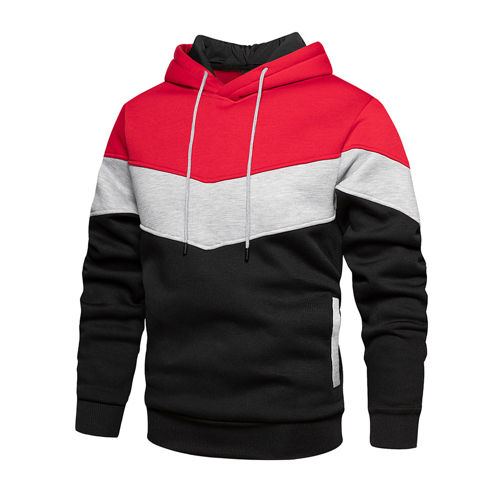 Men's autumn and winter new retro color matching loose large size casual hoodie