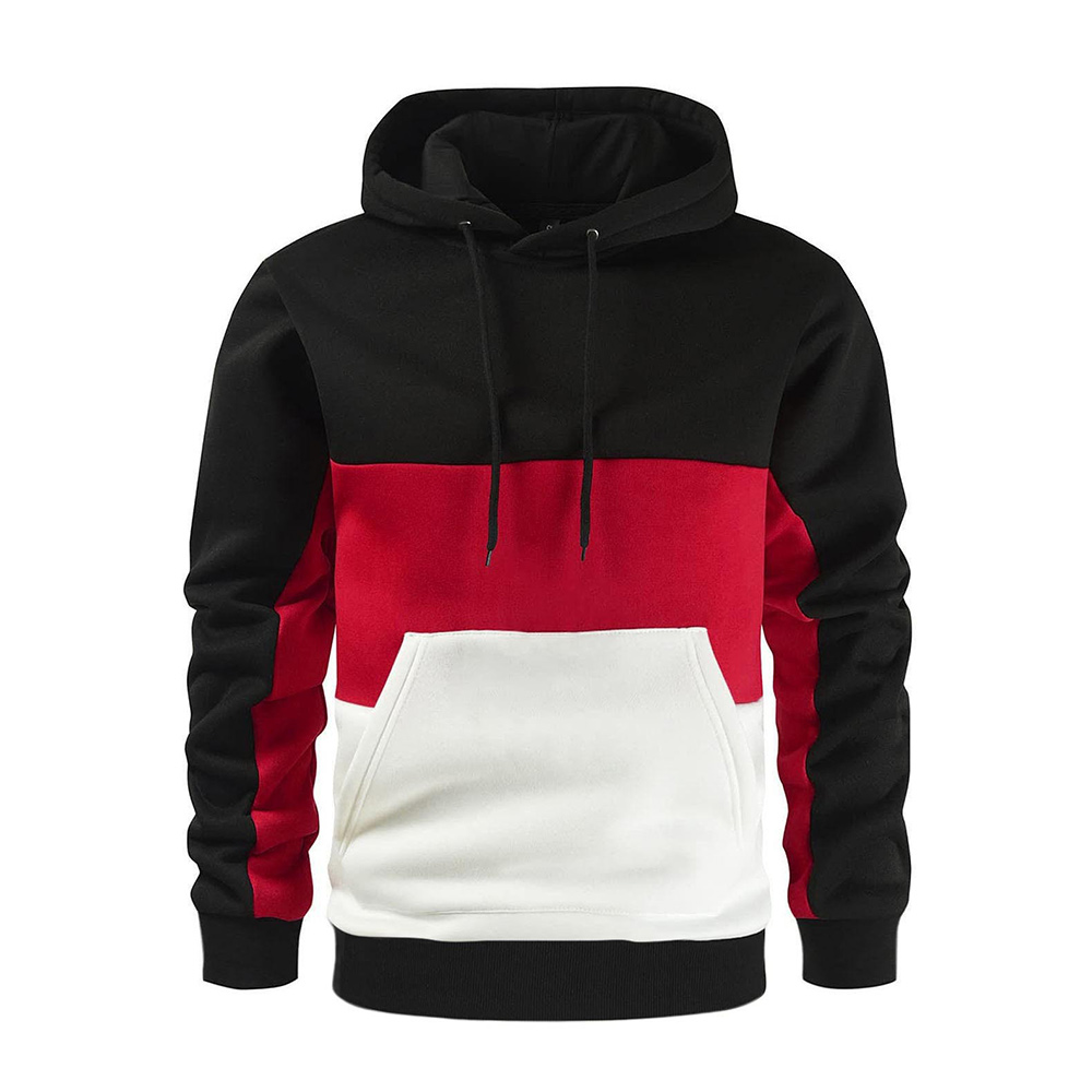 Men's autumn and winter retro colorblock kangaroo pocket loose large size casual hoodie