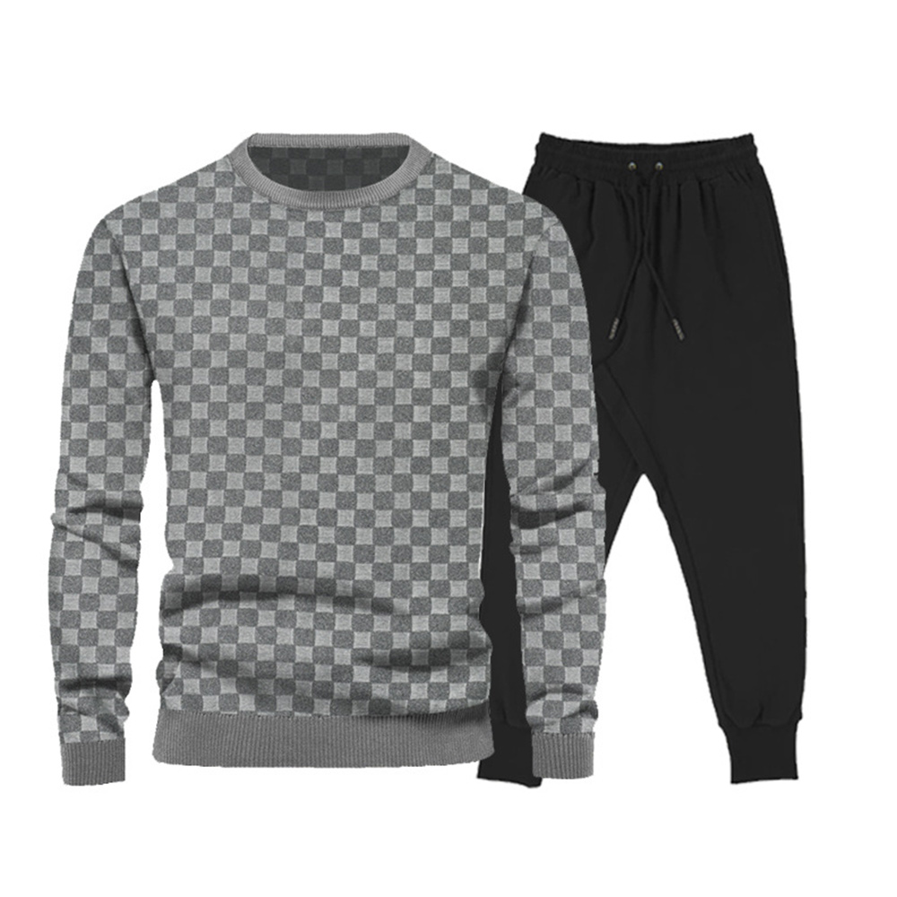 New Men's Round Neck Top and Pants Set for Fall