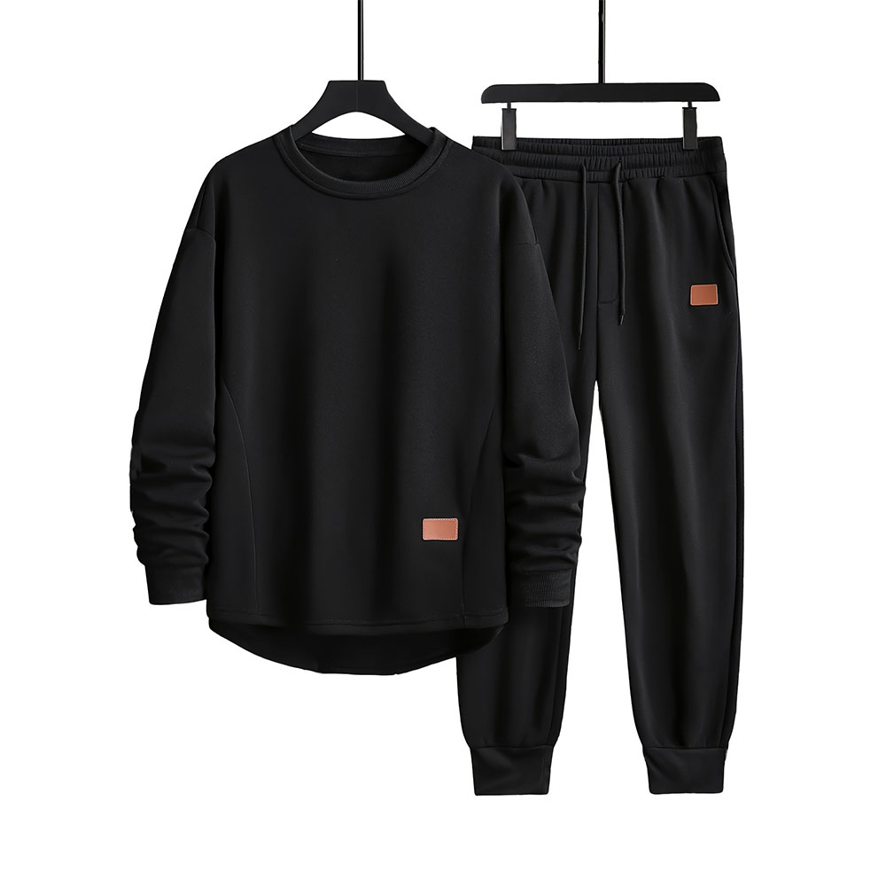 Men's autumn and winter new velvet casual sports long sleeve and trousers suit