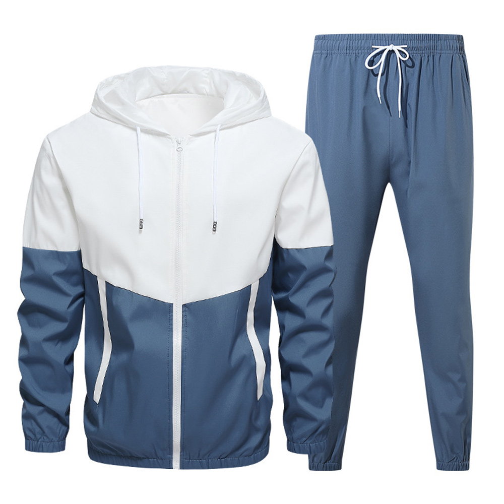 Men's autumn running leisure new fashion color matching sports suit