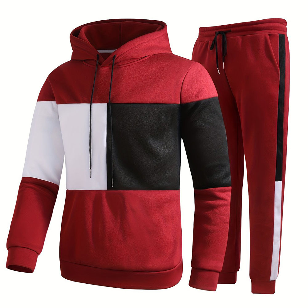 New autumn and winter men's hooded sweatshirt and trousers two-piece set