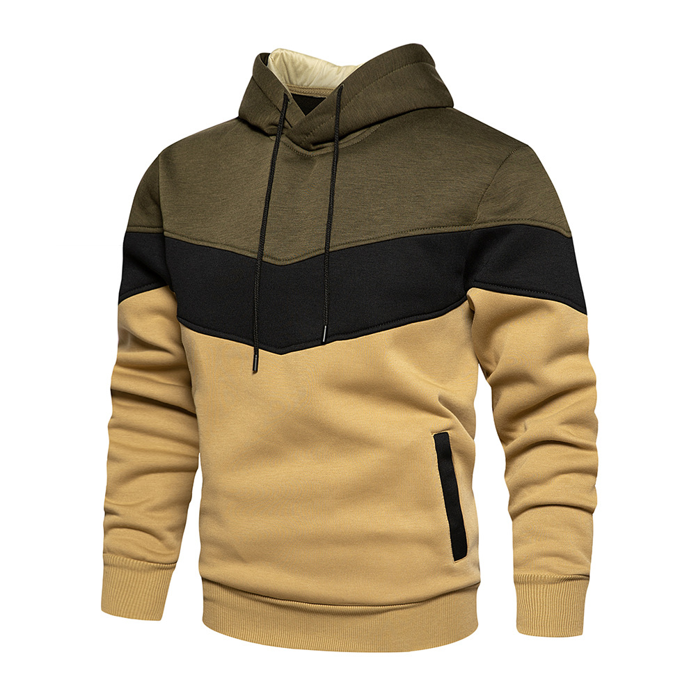 Men's autumn and winter new retro color matching loose large size casual hoodie