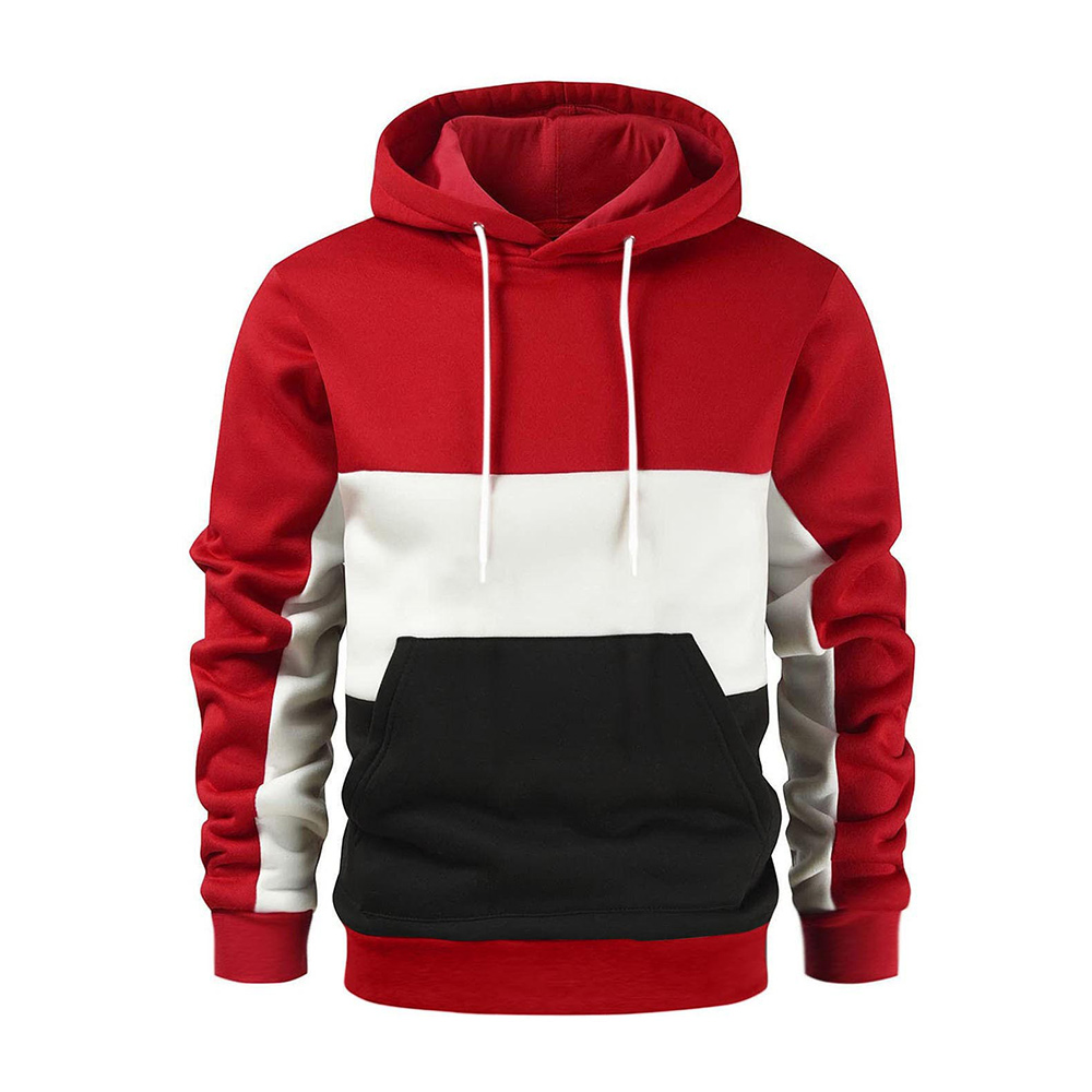 Men's autumn and winter retro colorblock kangaroo pocket loose large size casual hoodie