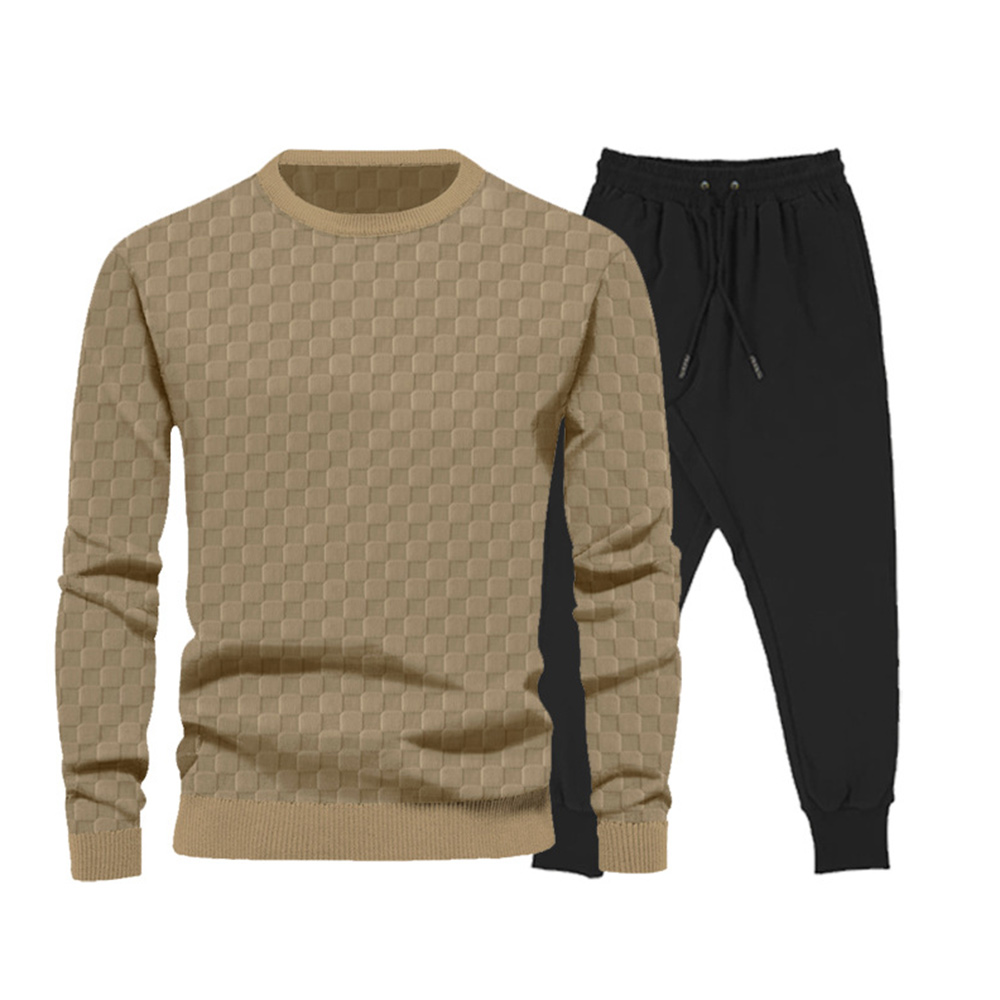 New Men's Round Neck Top and Pants Set for Fall