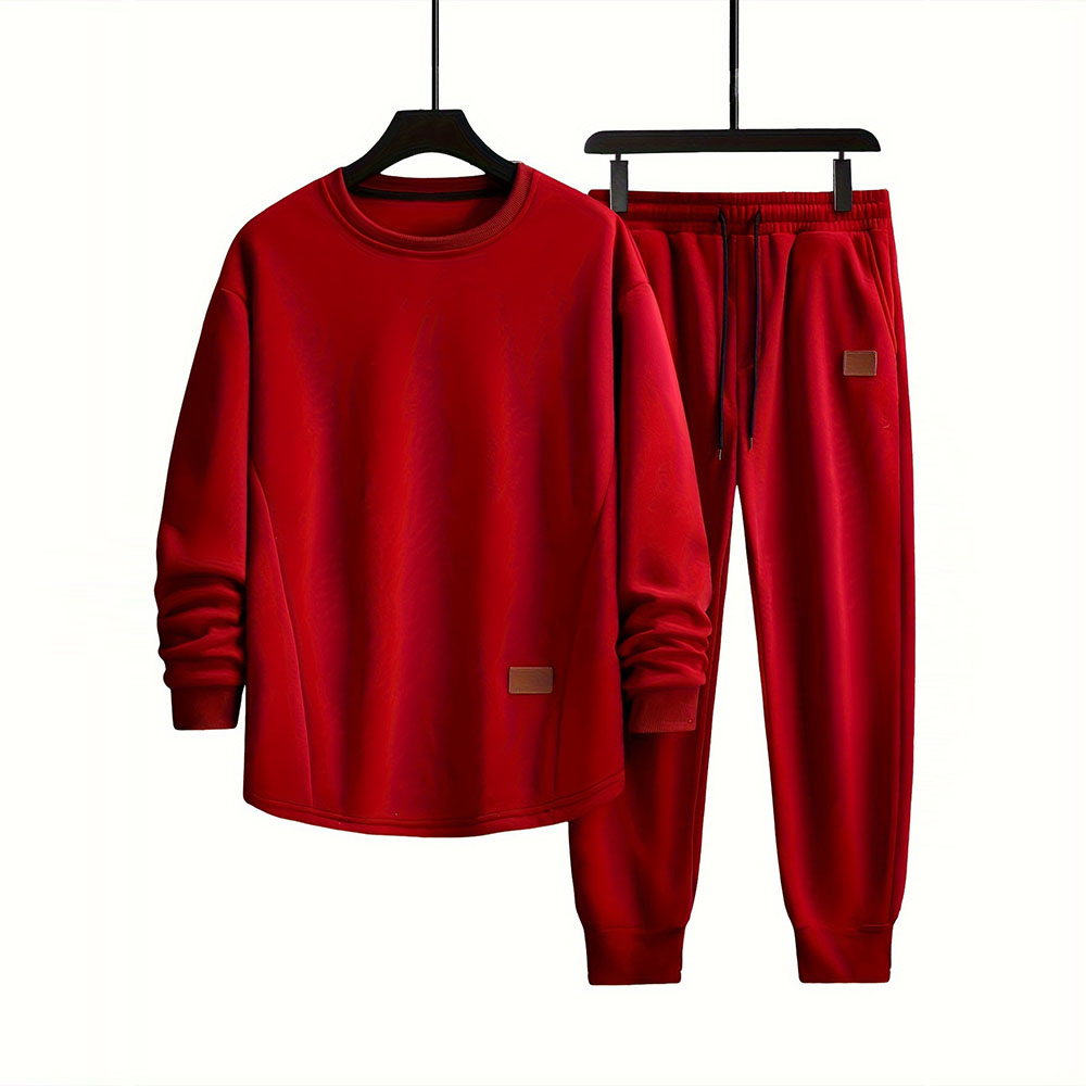 Men's autumn and winter new velvet casual sports long sleeve and trousers suit