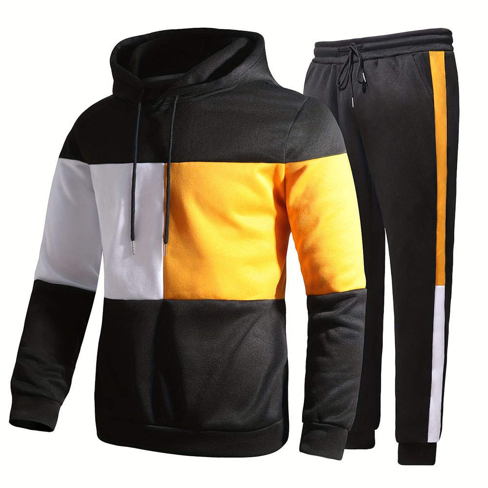 New autumn and winter men's hooded sweatshirt and trousers two-piece set