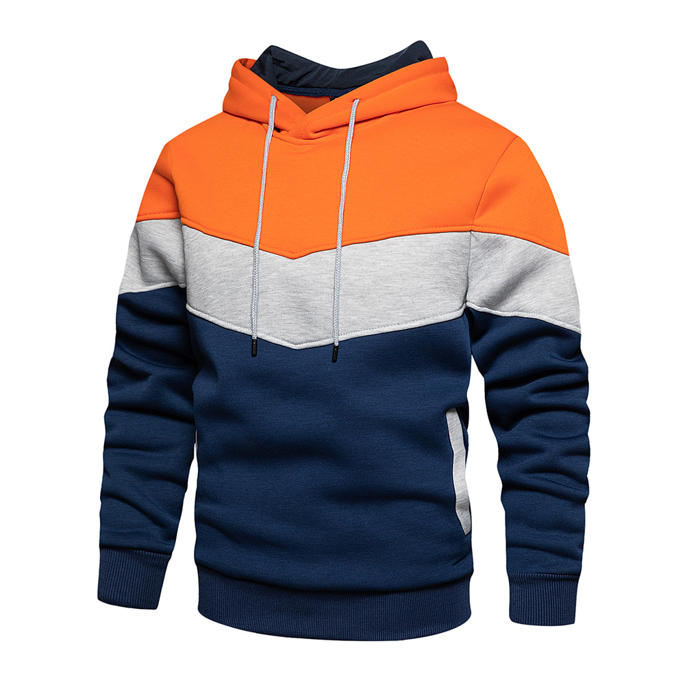 Men's autumn and winter new retro color matching loose large size casual hoodie