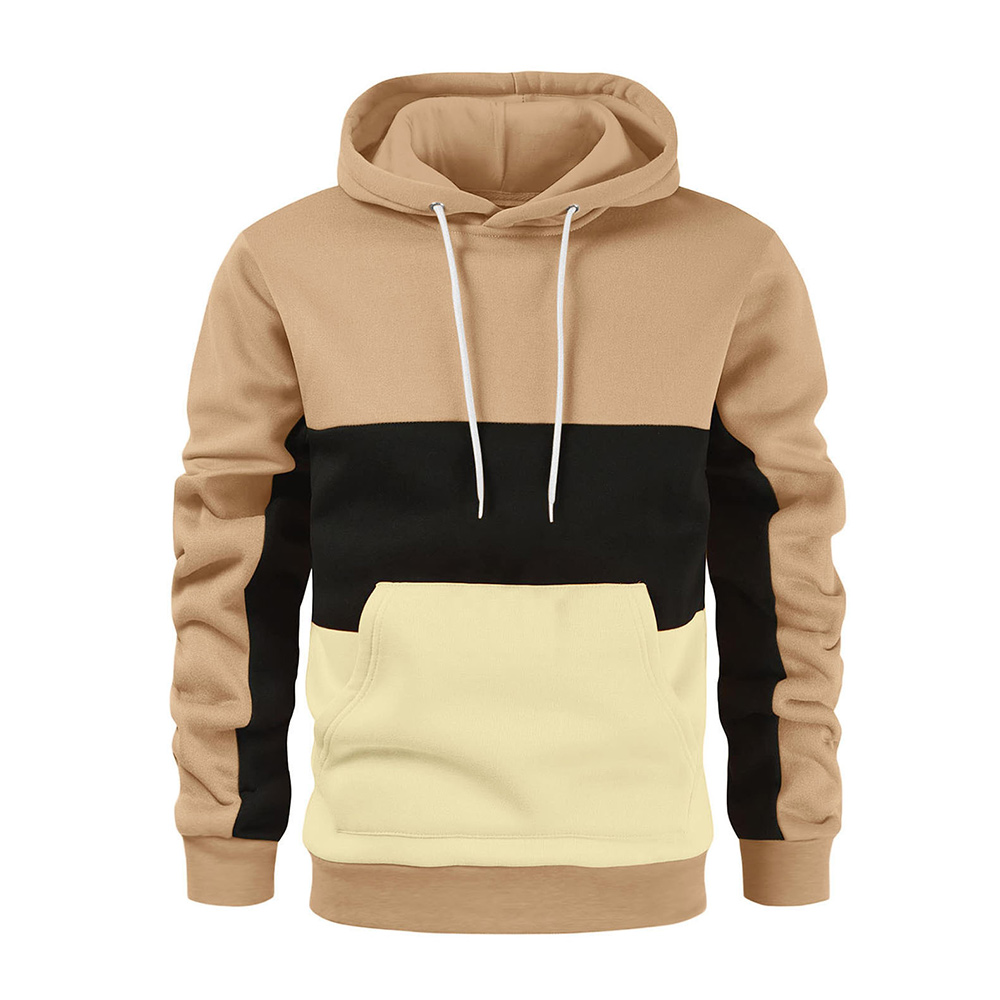 Men's autumn and winter retro colorblock kangaroo pocket loose large size casual hoodie