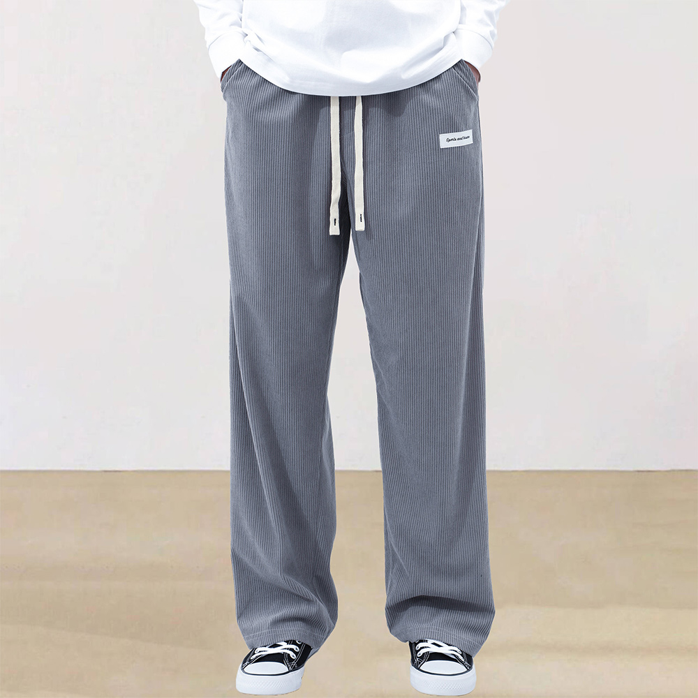 Men's corduroy elastic waist wide-leg trousers