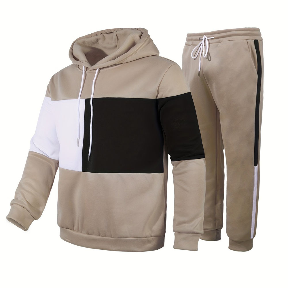 New autumn and winter men's hooded sweatshirt and trousers two-piece set