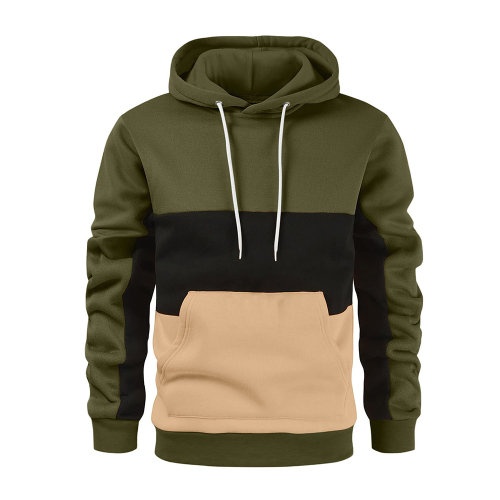 Men's autumn and winter retro colorblock kangaroo pocket loose large size casual hoodie