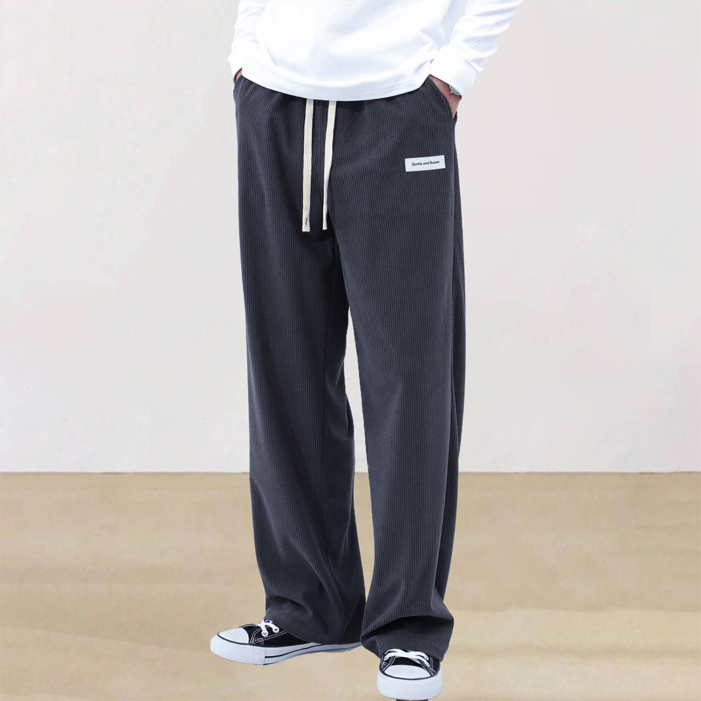 Men's corduroy elastic waist wide-leg trousers