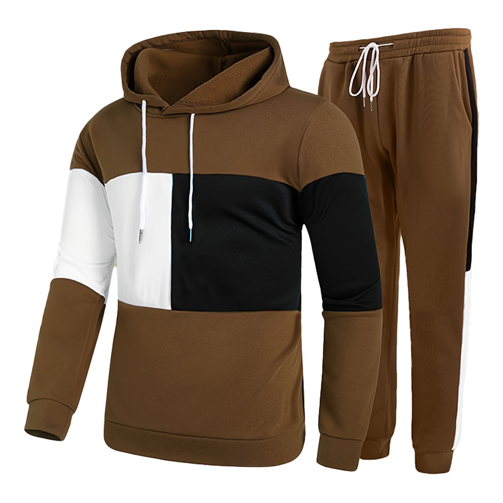 New autumn and winter men's hooded sweatshirt and trousers two-piece set