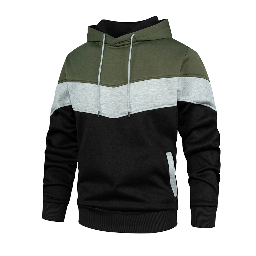 Men's autumn and winter new retro color matching loose large size casual hoodie