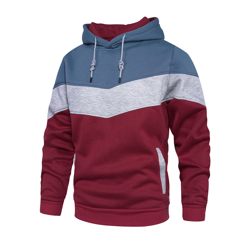 Men's autumn and winter new retro color matching loose large size casual hoodie