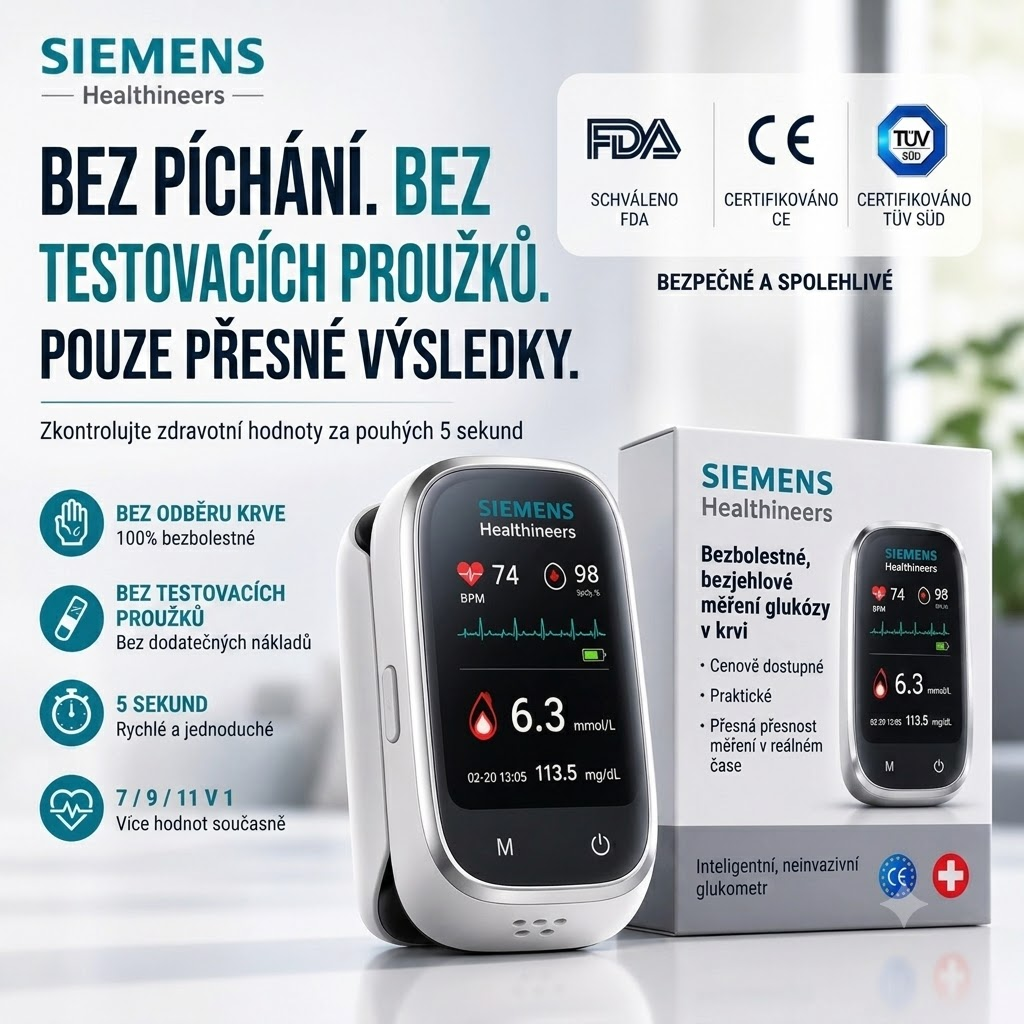 🩸 Siemens™ 11v1 bezbolestný glukometr bez píchání • Bez testovacích proužků • Výsledky za pouhých 5 sekund
