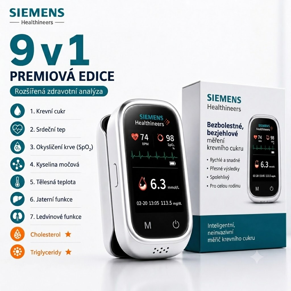 🩸 Siemens™ 11v1 bezbolestný glukometr bez píchání • Bez testovacích proužků • Výsledky za pouhých 5 sekund