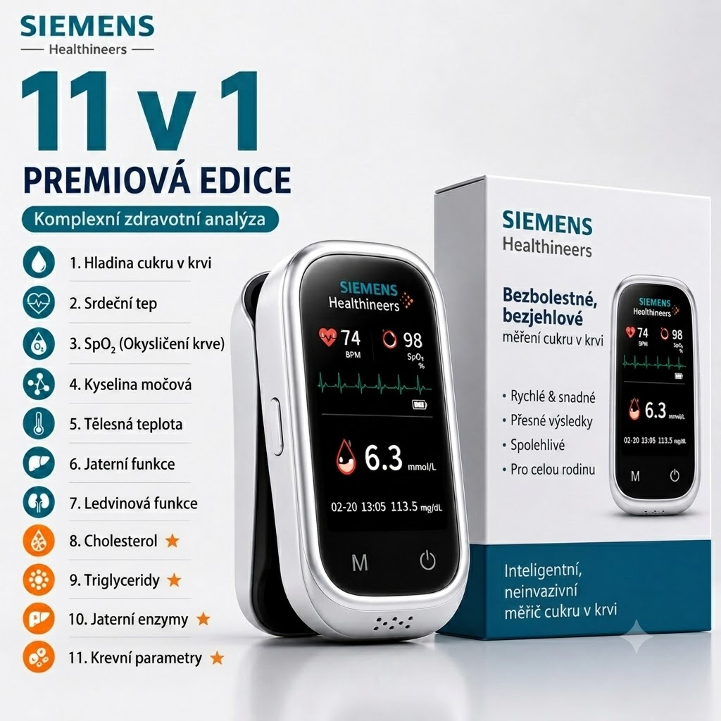 🩸 Siemens™ 11v1 bezbolestný glukometr bez píchání • Bez testovacích proužků • Výsledky za pouhých 5 sekund
