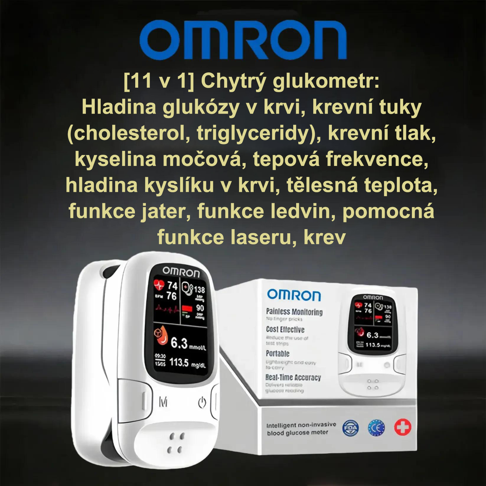 ✨ Omron™ představuje nově uvedený neinvazivní chytrý glukometr pro měření hladiny glukózy v krvi 🔥Vyrobeno v USA🔥
