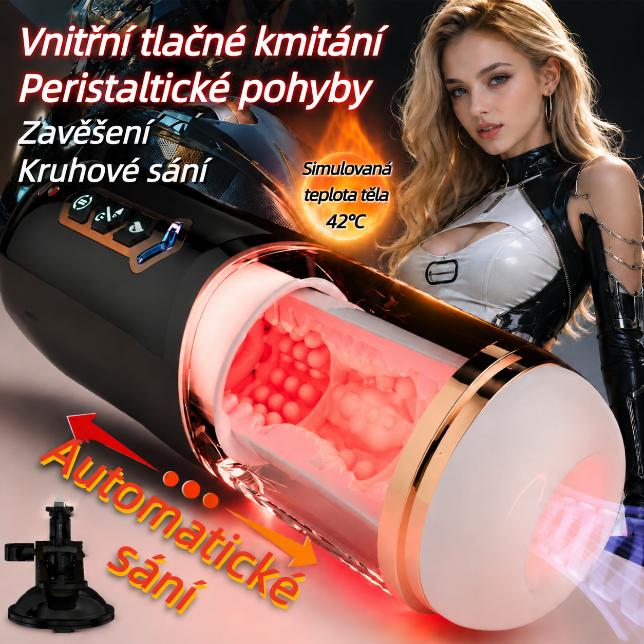 Automatický zatahovací masturbátor pro muže, erotická pomůcka pro dospělé, sexuální pomůcka.