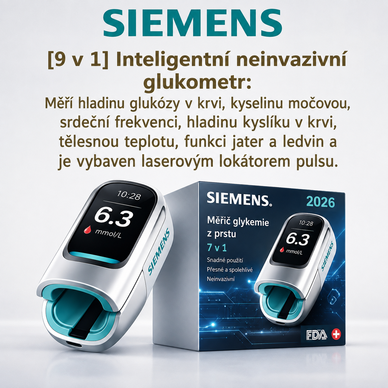 🔥 Siemens™ uvede v roce 2026 na trh nový neinvazivní chytrý glukometr 🔥