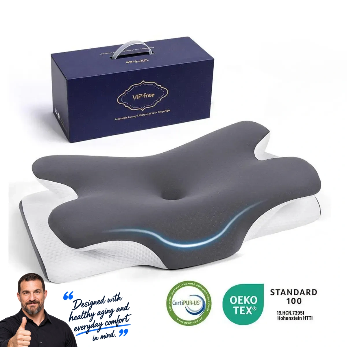 VIPFREE™ Pro 2.0 Ergonomic Cervical Pillow