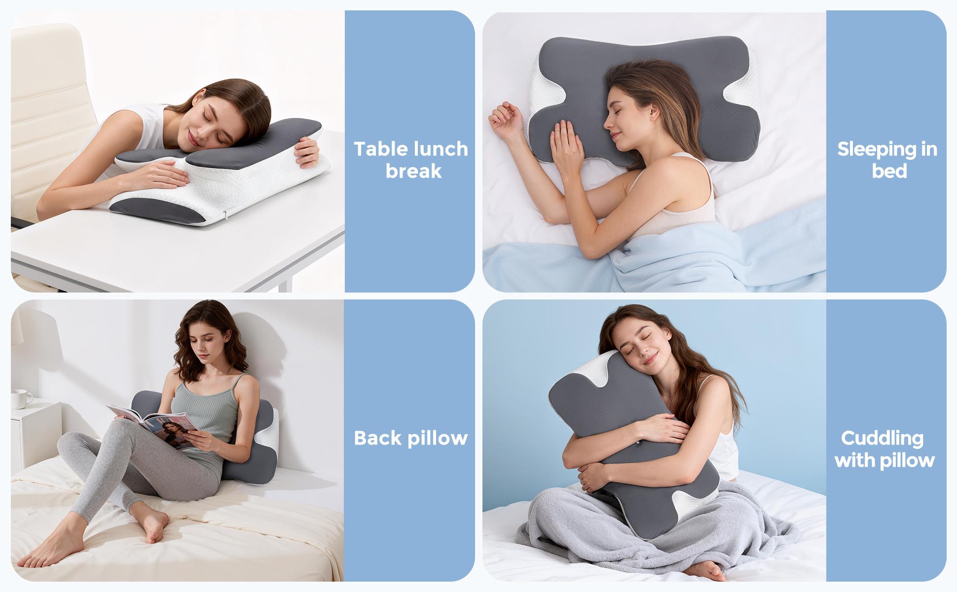 【CoolingPillow】VIPfree Pro 2.0 Cooling Ergonomic Durable Memory Foam Cervical Neck Pillow, Supportive Head Cushion for Shoulder Pain Relief, Neck Care, Pillows for Sleeping, Cooling Bedding Bed Accessory