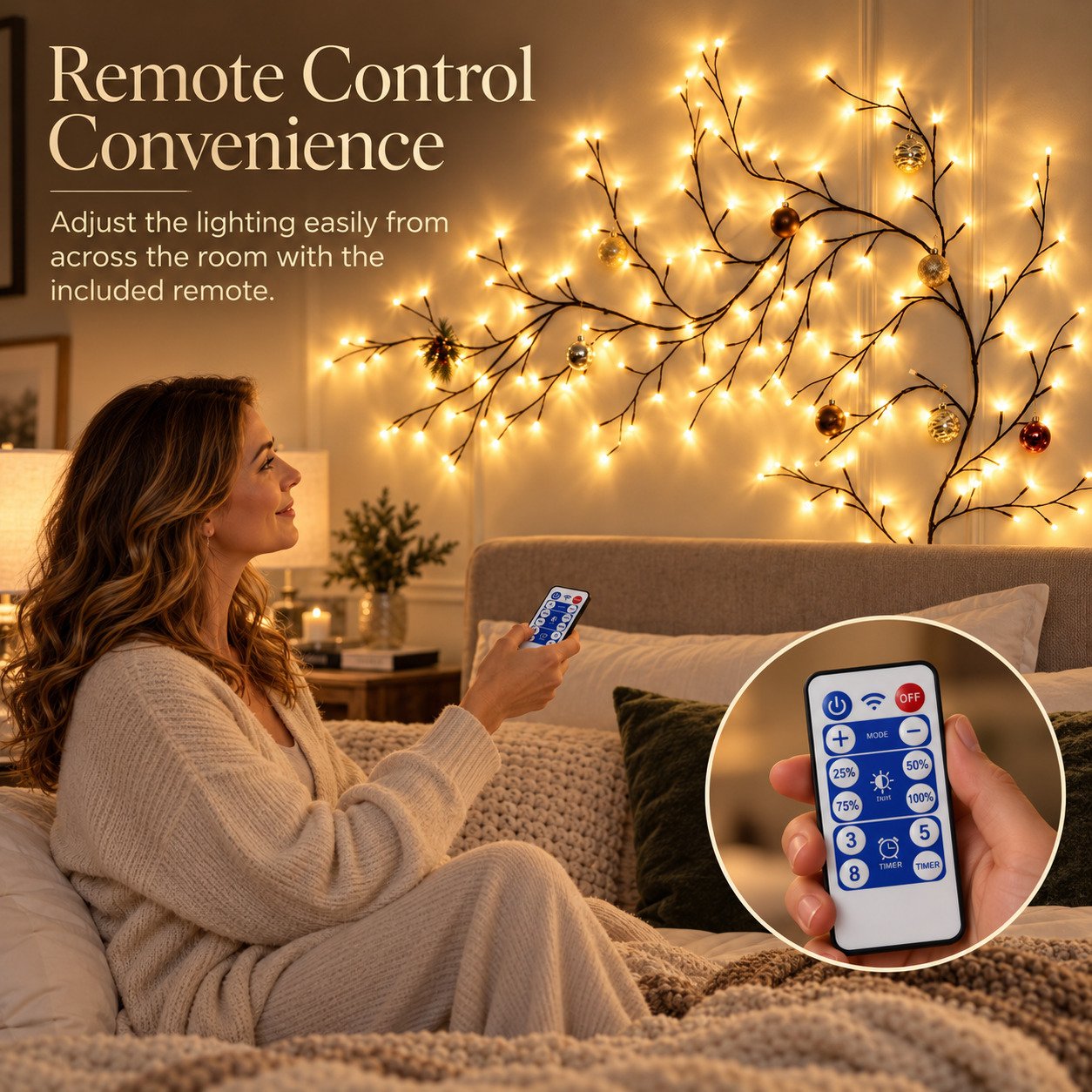 Remote control for flexible LED branch wall lights