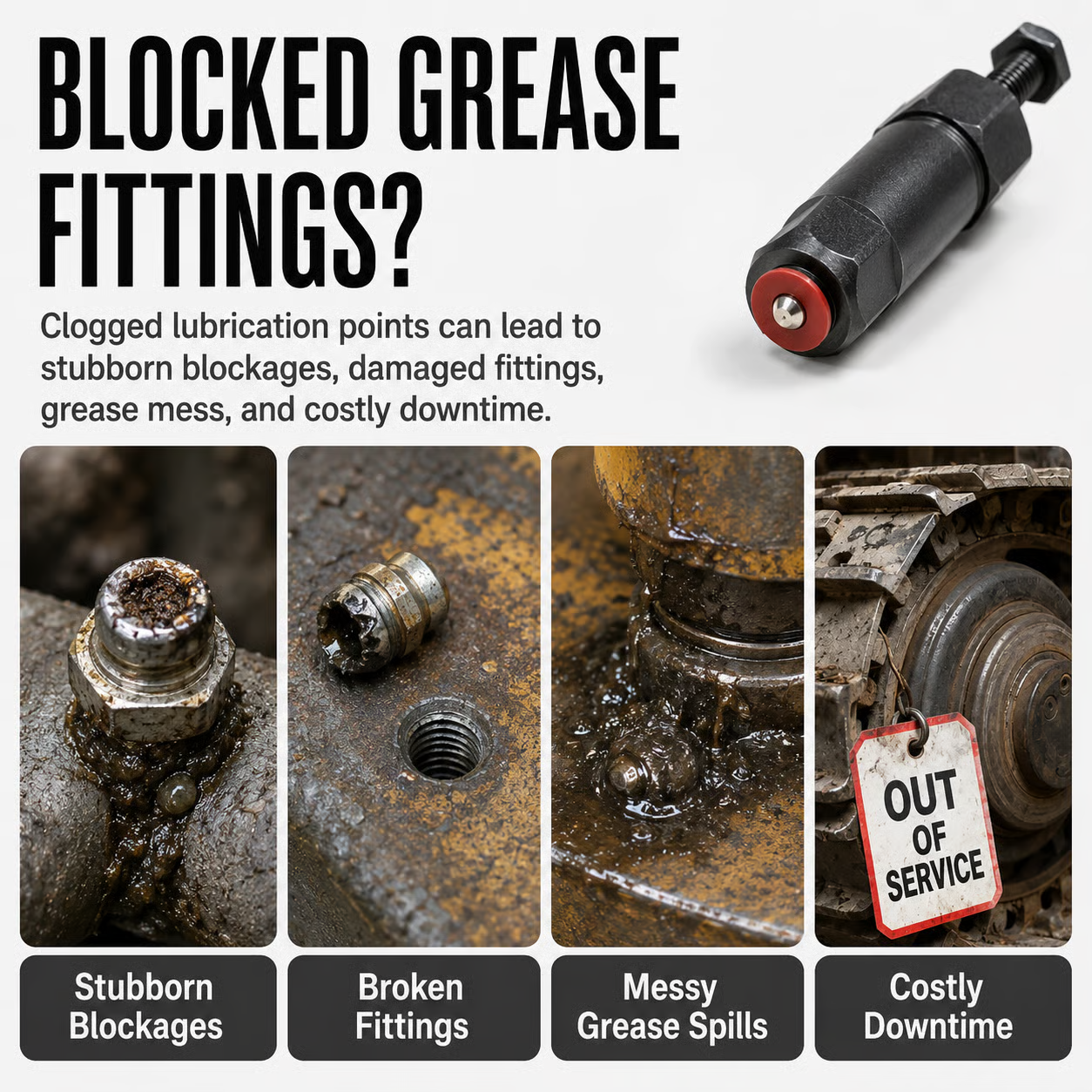 Heavy-Duty Grease Fitting Unclogging Tool