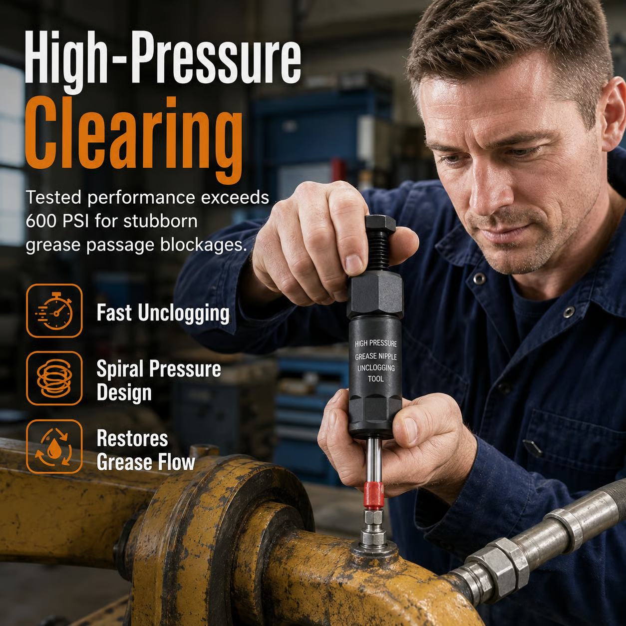 Heavy-Duty Grease Fitting Unclogging Tool