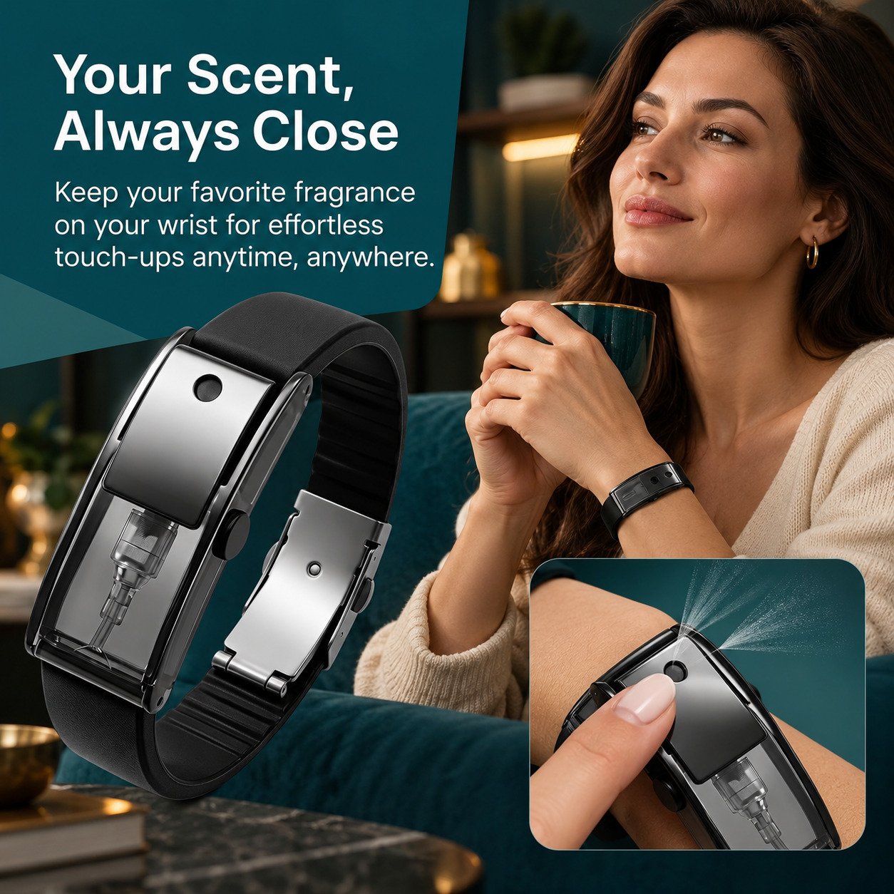 Refillable Fragrance Atomizer Bracelet