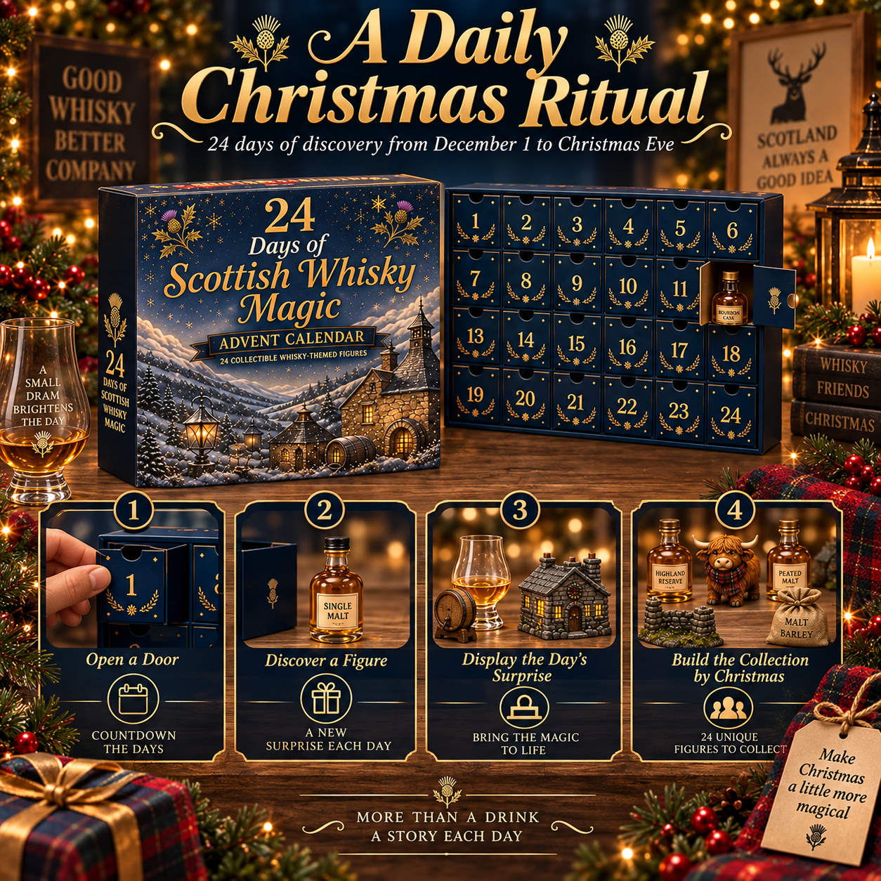 Daily Christmas ritual with one whisky-inspired surprise each day